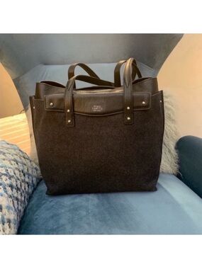 Vince Camuto Black Felt & Leather Tote